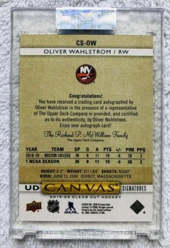 Oliver Wahlstrom 2019-20 Clear Cut Canvas Potpisi Auto Red Ink Rookie 10/26 - Autografirani NHL Art