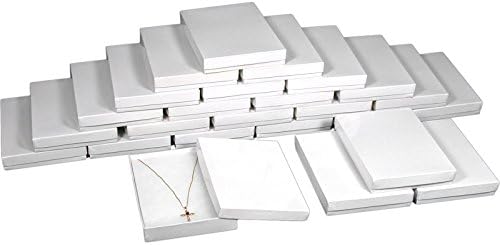 25 Pamučnih bijelih ogrlica, viseći nakit u poklon kutijama 7 1/8