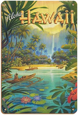 Pacifica Island Art Aloha Hawaii - Vintage Havajski plakat za putovanja Kerne Erickson - 8in x 12in Vintage Metal Tin znak