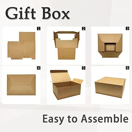 Smeđa poklon kutija s poklopcima 10 pakiranja 7 97 5 inča Kraft poklon kutije za Božić Pokloni za djeveruše Dječji tuš vjenčanje Rođendanska