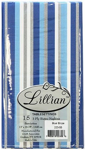 Lillian Stripe 3 Ply 24-pak bistro salveta, plava