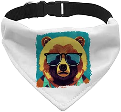 Hipster Art Pet Bandana Collar - Ovratnik medvjeda šal - grafički pas bandana - l