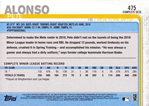 2019 Topps bejzbol 475 Pete Alonso Rookie Card - Varijacija fotografija u tvornici