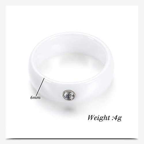 6 mm / 8 mm bijeli crni keramički prstenovi Plus kubični cirkonij za muškarce i žene udobno pristajanje zaručnički prsten veličine