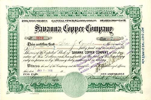 Savanna Copper Co. - Potvrda o razmjeni
