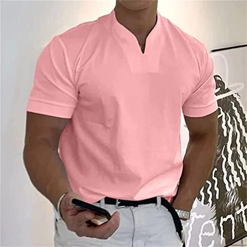 Slim fit majice za muškarce Pokloni casual solidne boje V-izrez gospodina gospodina majica s dugim rukavima