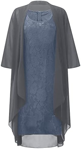 Nokmopo Majčinska haljina Ženska dvodijelna dvodijelna čipkana kardigan šifona zabava dugačka haljina pletene mini haljine