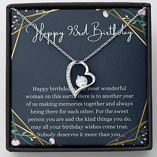 Nakit za poruke, ručno izrađena ogrlica- Personalizirano poklonsko srce, sretna 93. rođendanska ogrlica s karticom poruke, poklon za