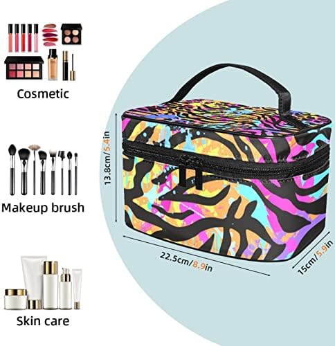 Yoyoamoy torba za putničku šminku s odjeljkom, šareni apstraktni uzorak za skok životinja veliki kozmetički futrola Personalizirana