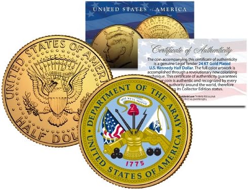 Vojni amblem Sjedinjenih Država 24K Zlatni pozlaćeni JFK pola dolara američki novčić vojska