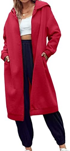 Dyexces žene Zip up Hoodie povremene duge kapuljače za žene s tunikom jakne jakne zimski kaput s džepovima