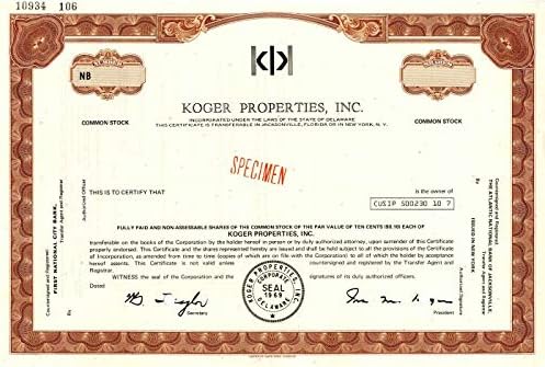 Koger Properties, Inc. - Potvrda o razmjeni
