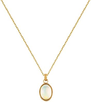 Pokloni za Majčin dan 14k autentični lanac od žutog zlata s ovalnim opalom od 1k osnovne minimalističke ogrlice autentični nakit pokloni