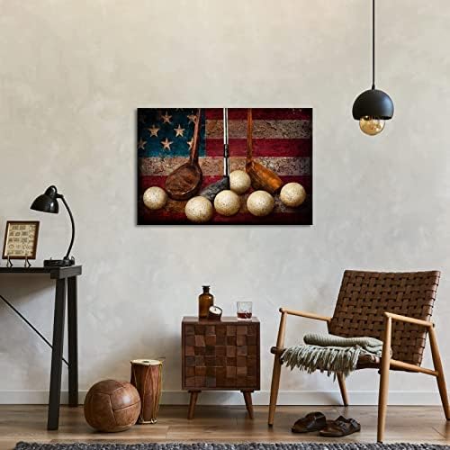 Levvarts golf platno zidna umjetnost vintage golf lopta s američkom zastavom slikanje umjetničkih djela o slobodno vrijeme sportski