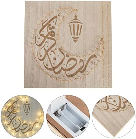 Hanabass Ramadan Eid Mubarak ukrasi LED Mjesec String Svjetlo Drveni stol Dekoracija Eid Crafts Night Light Wall Art Dekor za kućni