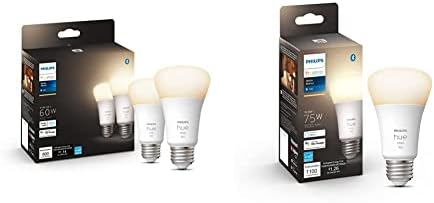 Led smart-žarulja PHILIPS Hue White A19, kompatibilan s Bluetooth i Zigbee, trčanje, 2 žarulja i smart-lampa Hue White A19 prosječnu