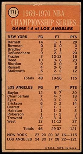 1970. Topps 171 1969-70 NBA Championship - Igra 4 Jerry West Knicks/Lakers Fair Knicks/Lakers WVU