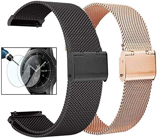 Valkit kompatibilni Galaxy Watch 42 mm/galaxy sat 4/Galaxy Watch 3 41 mm pojas, 20 mm od nehrđajućeg čelika metalna mrežasta traka