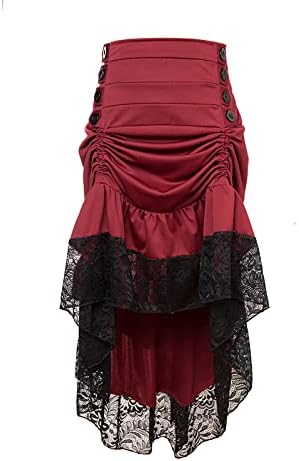 Ženske Vintage suknje gotička dvorska čipka s volanima visoka niska ciganska hipi Steampunk večernja midi suknja