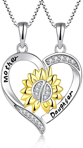 Ogrlica za mamu i kćer starching od srebra, pokloni za Majčin dan od kćeri, ogrlica sa privjeskom u obliku srca, set privjesaka