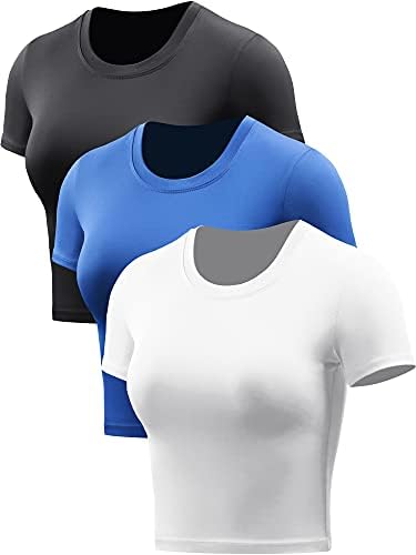 ; Crop topovi ženske sportske košulje suhog kroja s kratkim rukavima od 3 komada