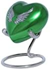 Zelena urna za uspomenu na srce-urna za anđeosko srce za ljudski pepeo-ručno izrađena urna za anđeosko srce-Počastite voljenu osobu