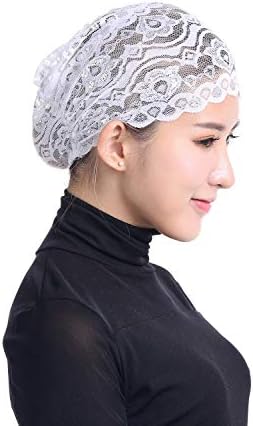 5 pakiranja ženskih muslimanskih unutarnjih hidžab kapa, svjetlucava čipkasta pokrivala za glavu, elastična turban kapa, kemoterapijska