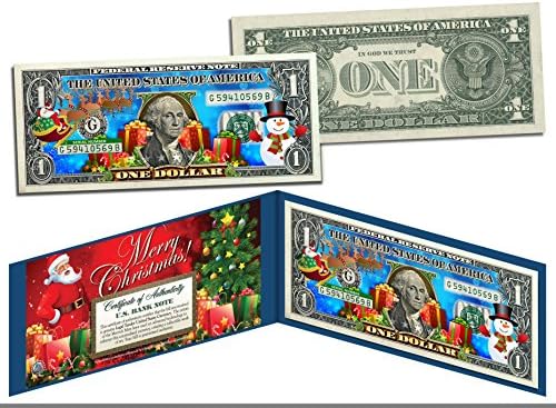 Sretan božićni kolekcionarski umjetnost račun za jedan dolar s certifikatom Santa Snowman Jingle Buck