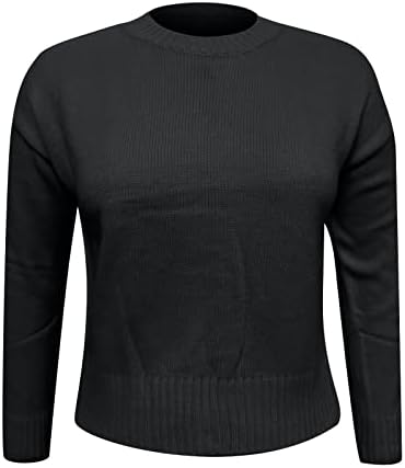 RMXEI Ladies Fashion Powerter Čvrsta boja okrugli vrat Kratki džemper pulovera