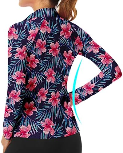 Woweny ženske atletske košulje s dugim rukavima kvartal zip pulover majica majica za vježbanje tiskani tenis vrh