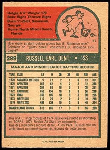 1975. O-pee-chee 299 Bucky Dent Chicago White Sox VG/ex White Sox