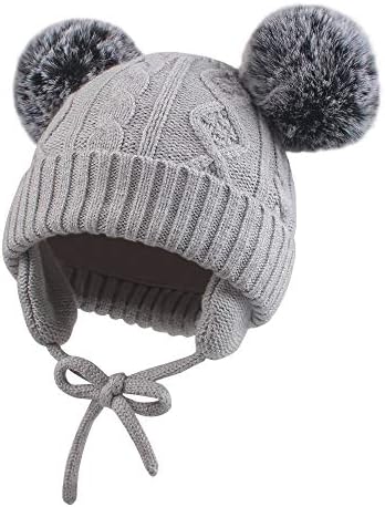 Slatka pletena božićna kapa za dječake i djevojčice, topla zimska kapa s naušnicama za bebe, Dječja Kapa za malu djecu