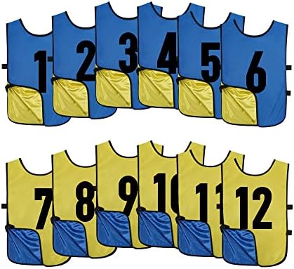 Saaifuu 12 Pack Reverzibilni numerirani pinni, dvostrani prsluk, timski dresovi za djecu i odrasle osobe