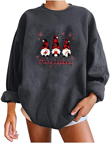 Ženski trendovski predimenzionirani ruski vrhovi žene smiješne prevelike prevelike pulover tinejdžerke jeseni gnomi majica dugih rukava