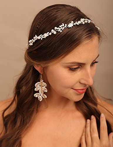 Vjenčana rhinestone suncokret ledena traka za glavu vjenčana traka s bisernim lišćem perle traka za kosu od rhinestona vjenčana pokrivala