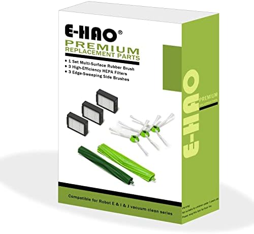 E -hao zamjenski vakuumski dijelovi za irobot roomba -i & j & e seriju Svi modeli, 1 set gumaste četkice, 3 hepa filtera, 3 bočne četkice