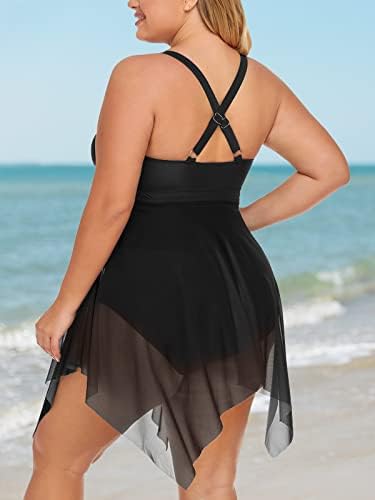 Ženska jednodijelna kupaća haljina veličine plus s gaćicama kupaći kostimi mrežasti kupaći kostim tekući kupaći kostimi s križnim leđima