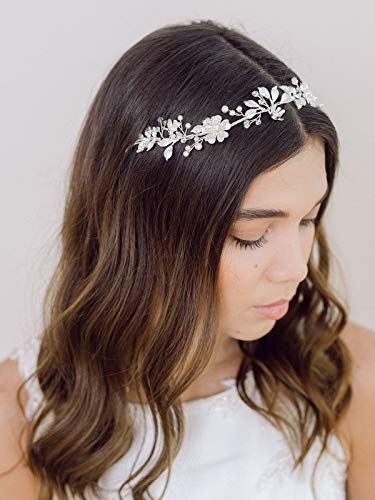 Vjenčana pokrivala za glavu s cvjetnim lišćem za vjenčanu traku za glavu, nakit za mladenkinu kosu, kristalni pribor za cvjetnu kosu