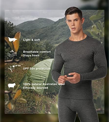 Lapasa muški merino vuneni osnovni sloj, toplinske hlače svjetlosti/srednje težine, gamaša za aktivnu odjeću dugačak dno Johna