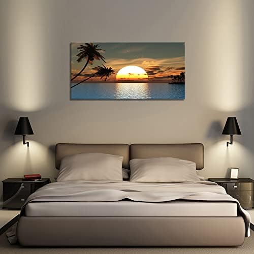 Dzl art s75650 zalazak sunca kokosove palme platno zidne palme palmi na malom otočnom tropskom krajoliku priroda platna otisci slike