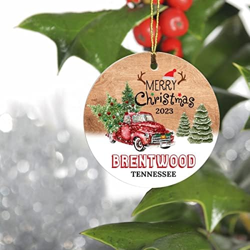 Ukrasi za božićno drvce 2023. - Brentwood Tennessee Ornament Rometown Custom City State - Keepsake Poklon ideje Brentwood TN Ukras