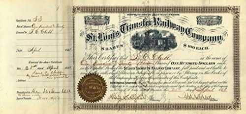 St. Louis Transfer Railway Co. - Potvrda o željezničkim zalihama