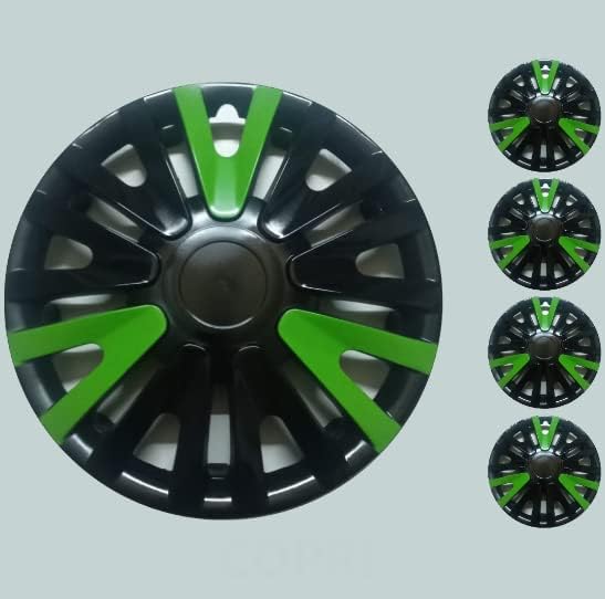 Copri set od 4 kotača od 13 inča crno-zelene hubcap Snap-on odgovara Hyundai Accentu