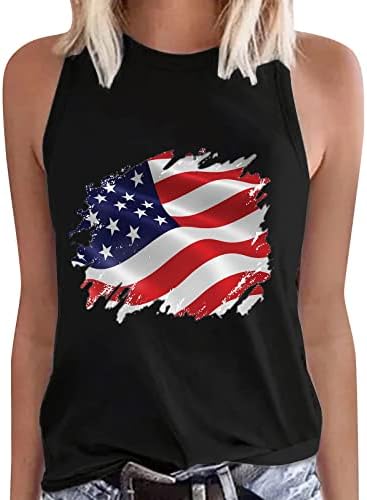 4. srpnja majice za žene sa zastavom SAD-a ljetna majica bez rukava s okruglim vratom i prugastim zvijezdama Domoljubna majica Ležerne