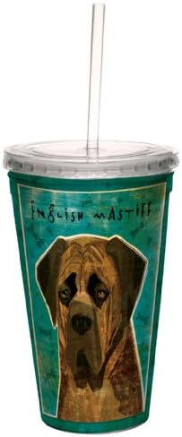 Pozdravi bez drveća Brindle English Mastiff John W. Golden Artful Traveler s dvostrukim zidom Cool Cup sa slamom za višekratnu upotrebu,