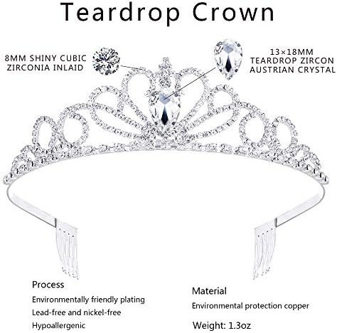 2 pakiranja tijara kruna nakit poklon za žene djevojke, traka za glavu pokrivalo za glavu srebrni Kristal rhinestone princeza dijadema