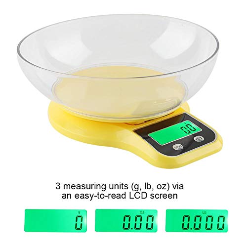 Kuhinjska vaga za hranu, 5kg / 1g Digitalna kuhinjska Težina gram funta unca za kuhanje i pečenje višenamjenska vaga sa zdjelom