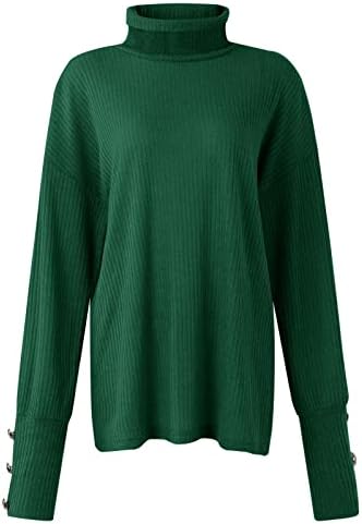 Ženski simpatični vrhovi labavi gumb za pulover Up Dugi rukavi Čvrsta boja pletena košulja za dno Zimske odjeće