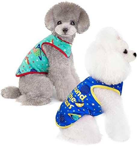 Hooddeal s 2-paketom pseće košulje prozračno rastezljivo štene mačje prsluk oko zvijezda majice za kućne ljubimce ugodno slatka plava