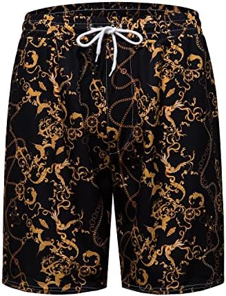 FOHEMR MENS luksuzne odjeće Set Black Zlatne košulje i kratke hlače 2 komada lanaca set Barokni gumb Donjivo s kašičkim šeširima